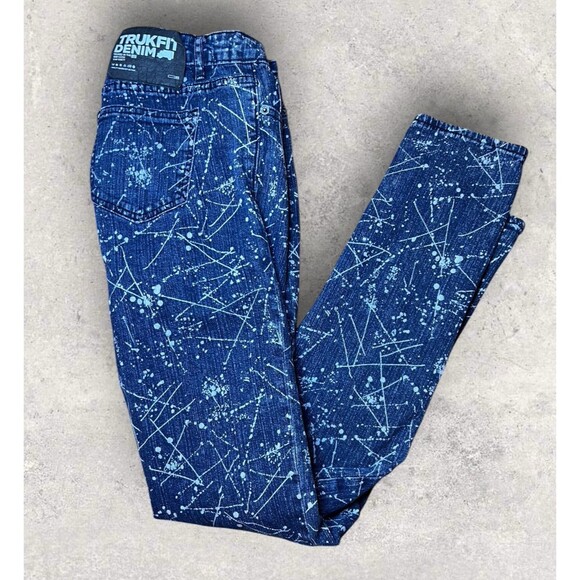 Trunkfit Denim All Over Splatter Print Low Rise Jeans Size 7 Waist 29” - Picture 1 of 5